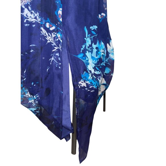 Twelfth Street by Cynthia Vincent Small Navy Floral Silk Maxi Dress Coastal Chic - Picture 11 of 16
